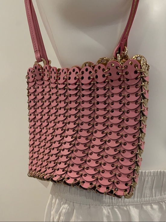 Paco Rabanne Handbags - Paco Rabanne Pink Gold-Link Shoulder Bag